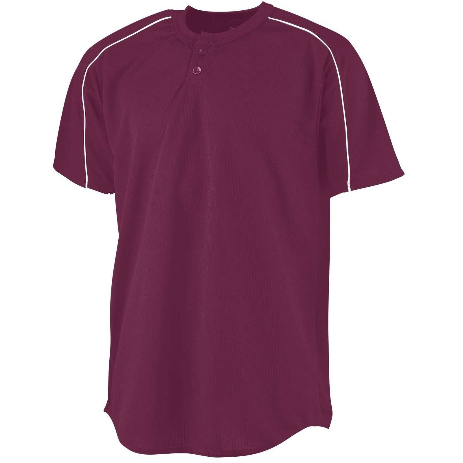 Augusta 586 Wicking Two-Button Baseball Jersey - Youth - Maroon White - HIT a Double