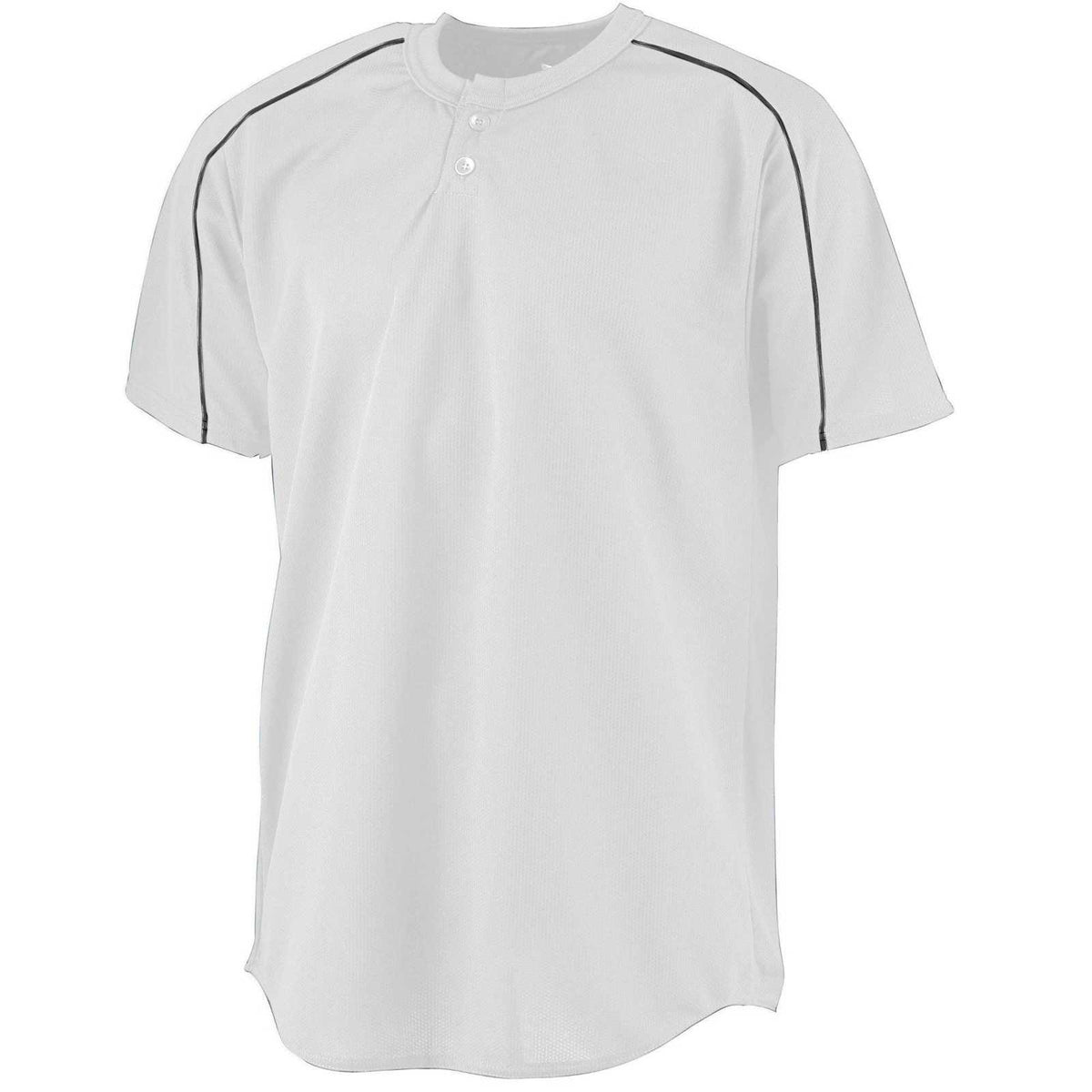 Augusta 586 Wicking Two-Button Baseball Jersey - Youth - White Black - HIT a Double