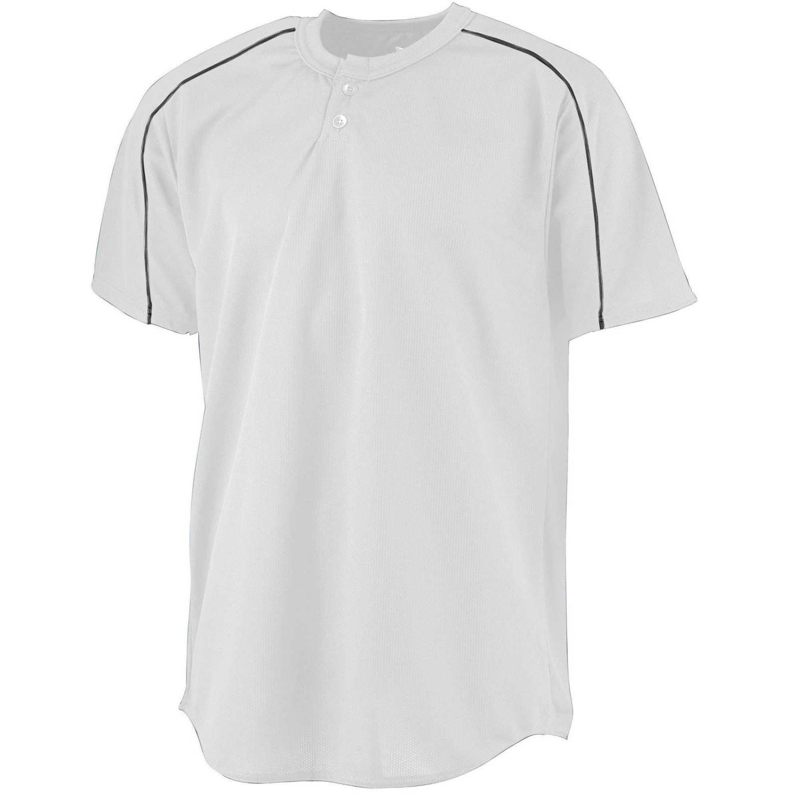 Augusta 586 Wicking Two-Button Baseball Jersey - Youth - White Black - HIT a Double