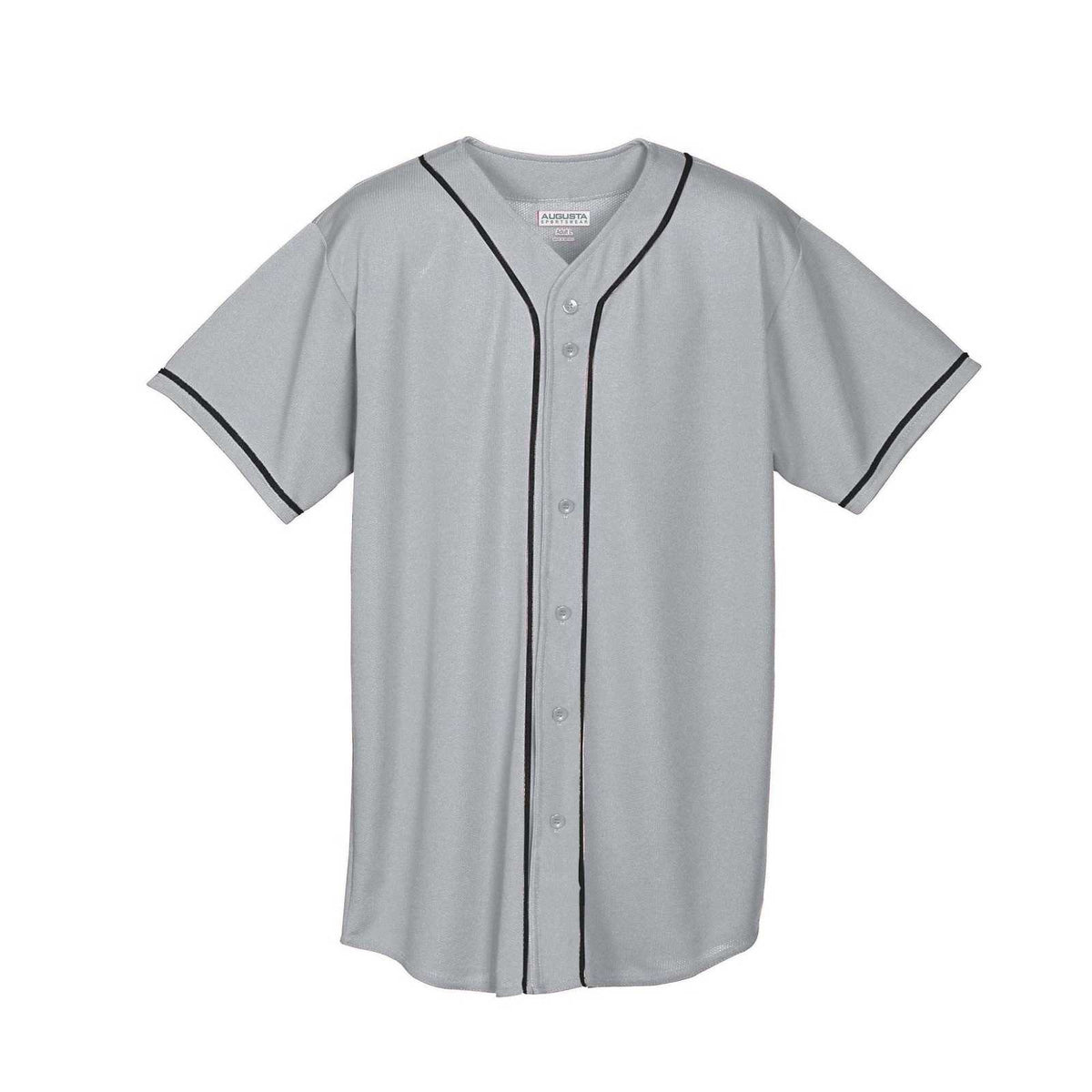 Augusta 593 Wicking Mesh Button Front Jersey with Braid Trim - Gray Bk - HIT a Double