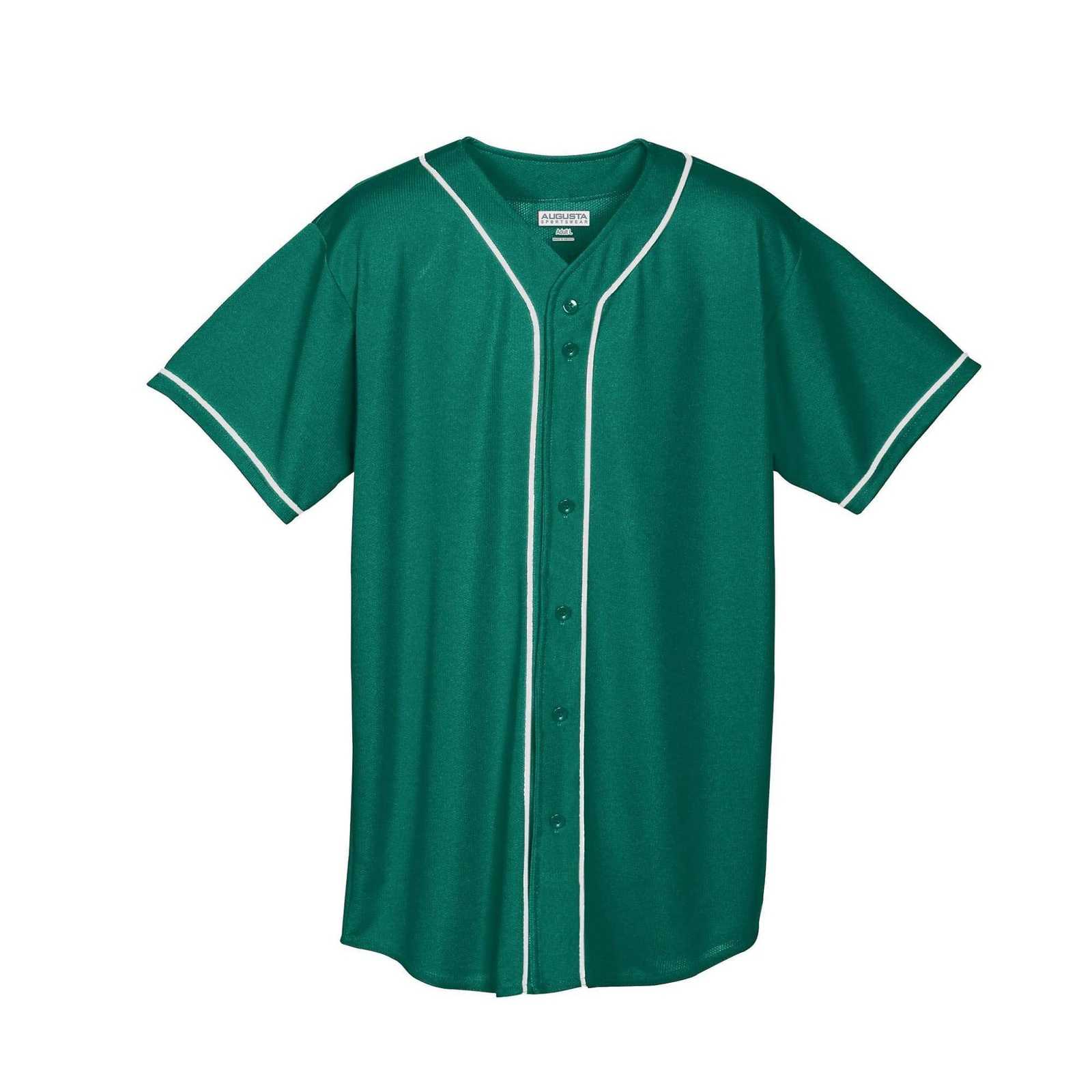 Augusta 594 Youth Wicking Mesh Button Front Jersey - Dark Green White - HIT a Double