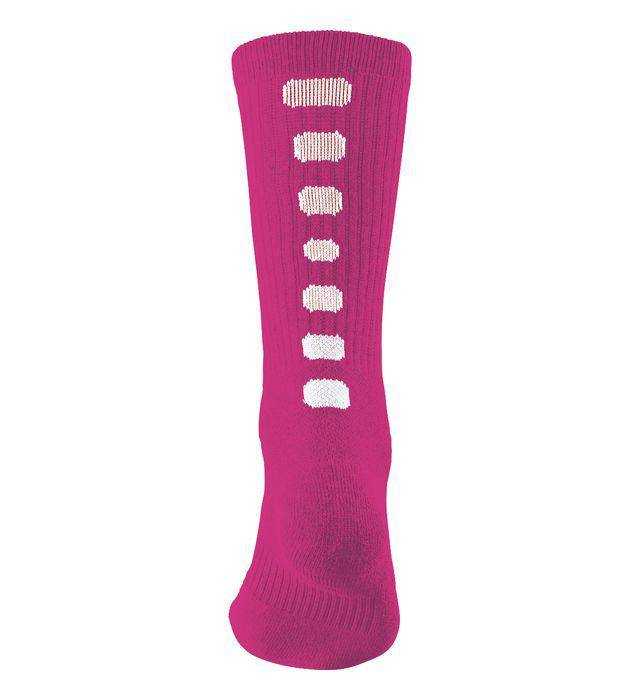 Augusta 6091 Color Block Crew Sock - Power Pink Wh - HIT a Double