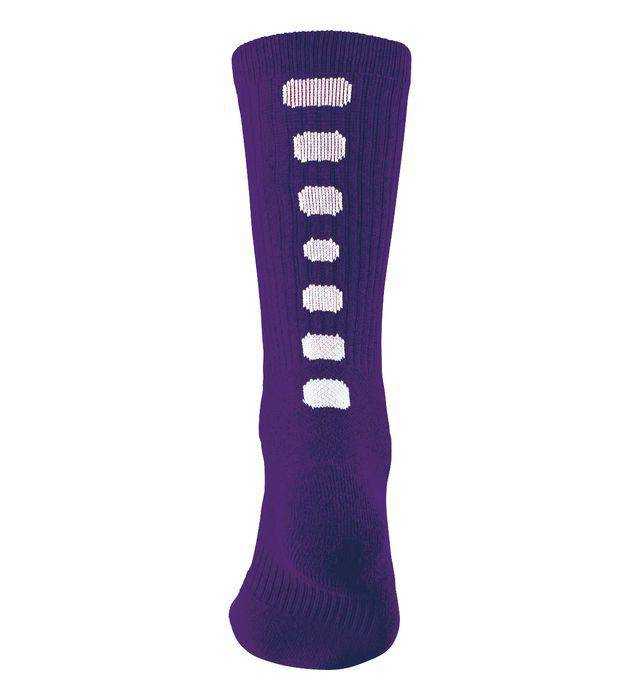 Augusta 6091 Color Block Crew Sock - Purple White - HIT a Double