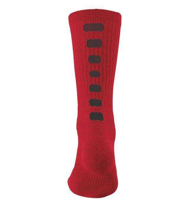 Augusta 6091 Color Block Crew Sock - Red Black - HIT a Double