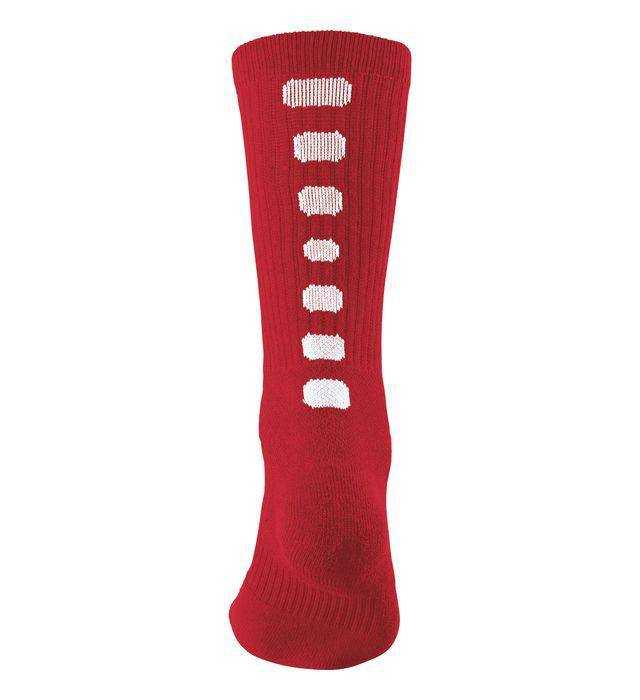 Augusta 6091 Color Block Crew Sock - Red White - HIT a Double