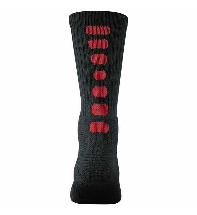 Augusta 6091 Color Block Crew Socks - Black Red - HIT a Double