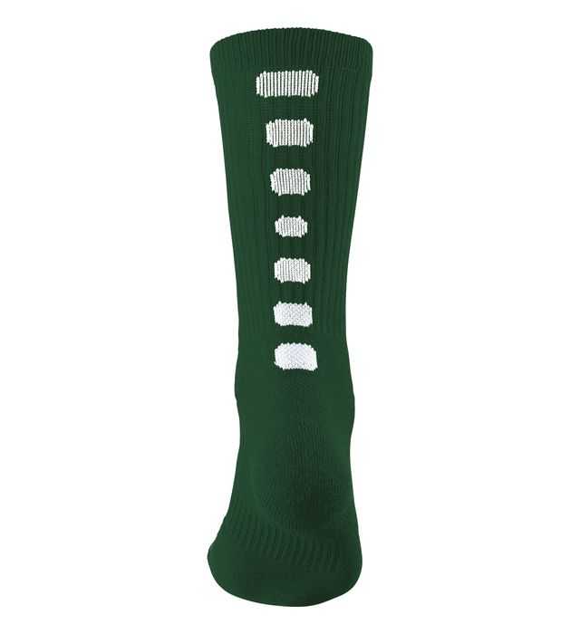 Augusta 6091 Color Block Crew Socks - Forest White - HIT a Double
