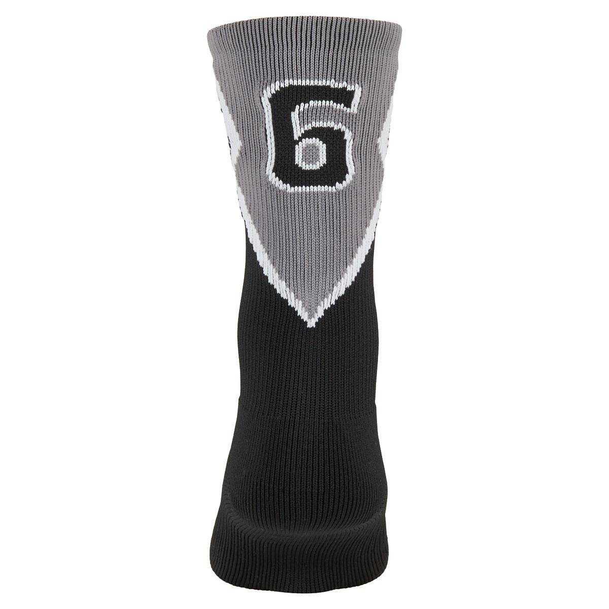 Augusta 6096 Roster Sock Number 6 - Intermediate - Black Dk Gray White - HIT a Double