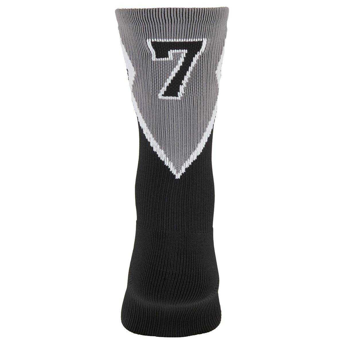 Augusta 6096 Roster Sock Number 7 - Intermediate - Black Dk Gray White - HIT a Double