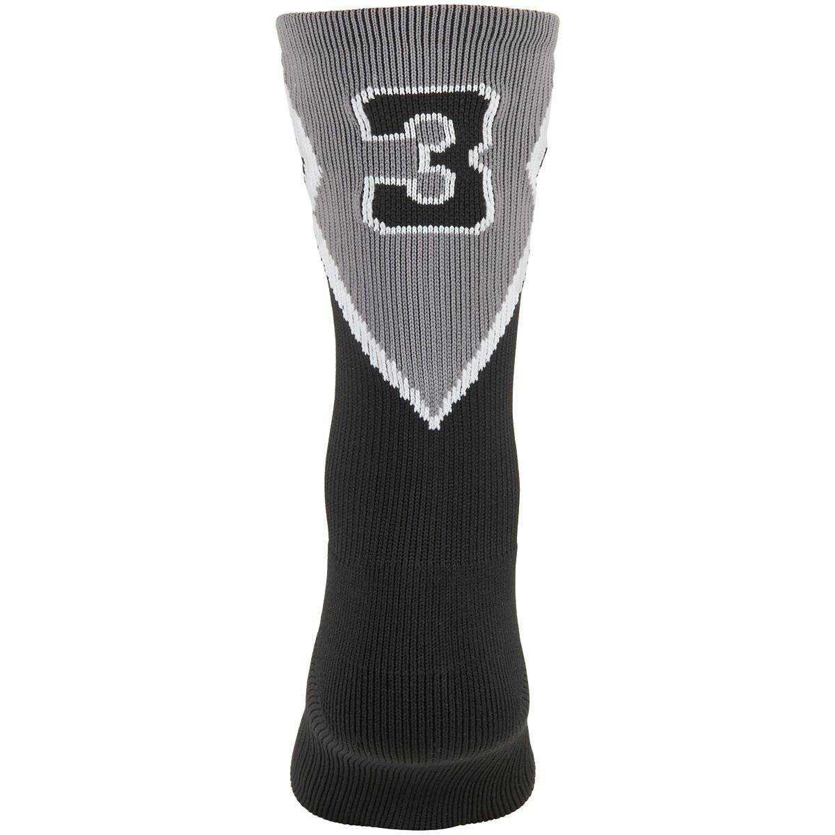 Augusta 6097 Roster Sock Number 3 - Adult - Black Dark Gray White - HIT a Double