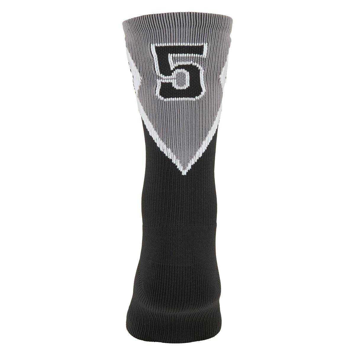 Augusta 6097 Roster Sock Number 5 - Adult - Black Dark Gray White - HIT a Double