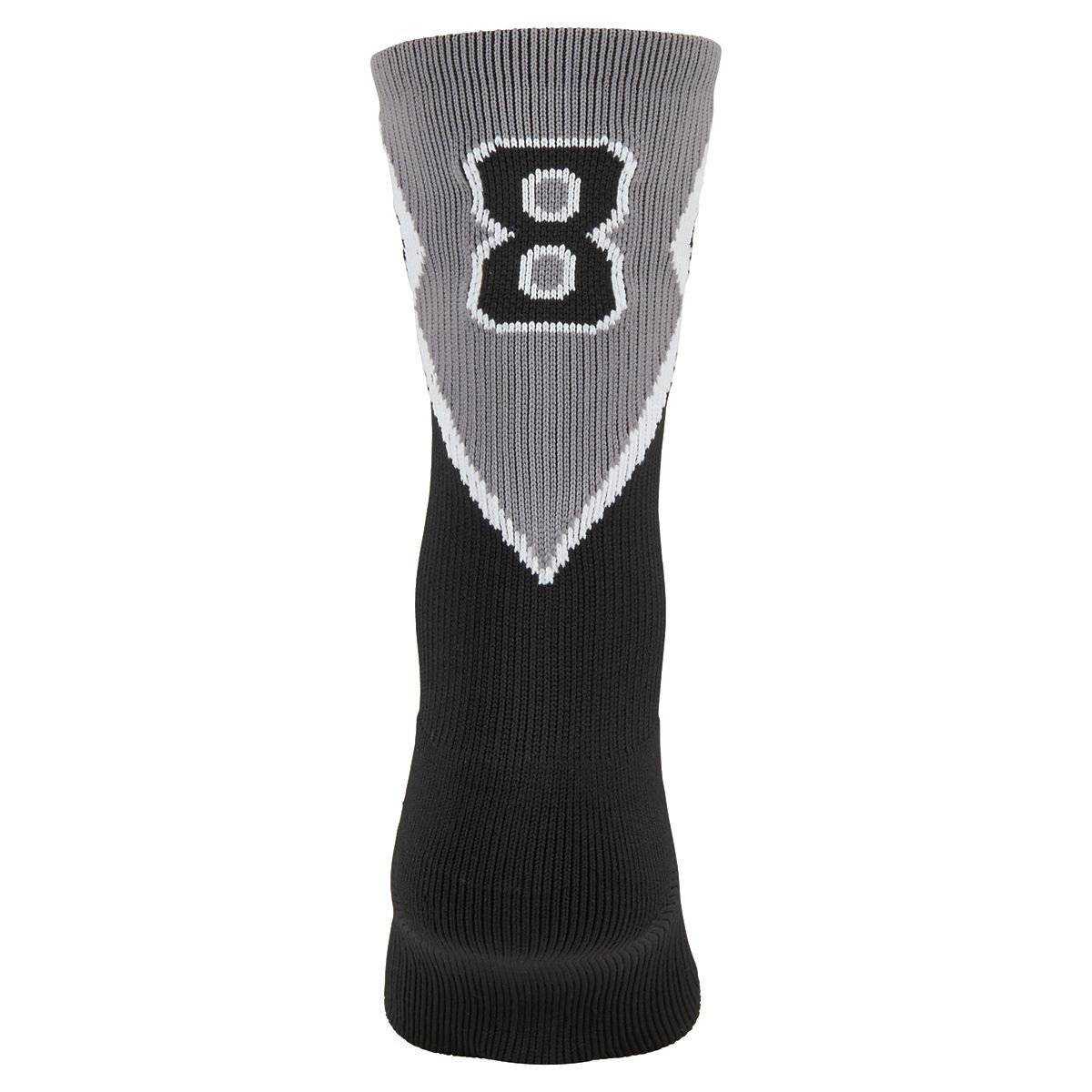 Augusta 6097 Roster Sock Number 8 - Adult - Black Dark Gray White - HIT a Double