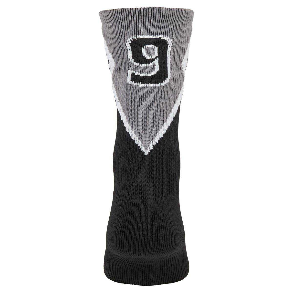 Augusta 6097 Roster Sock Number 9 - Adult - Black Dark Gray White - HIT a Double