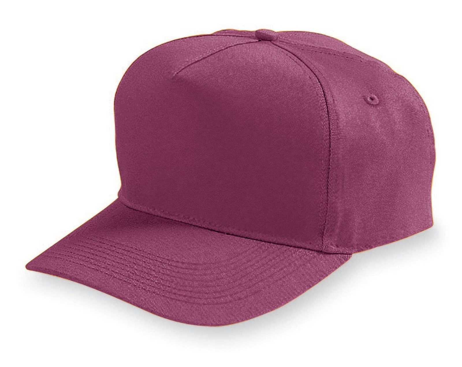 Augusta 6202 Five-Panel Cotton Twill Cap - Maroon - HIT a Double