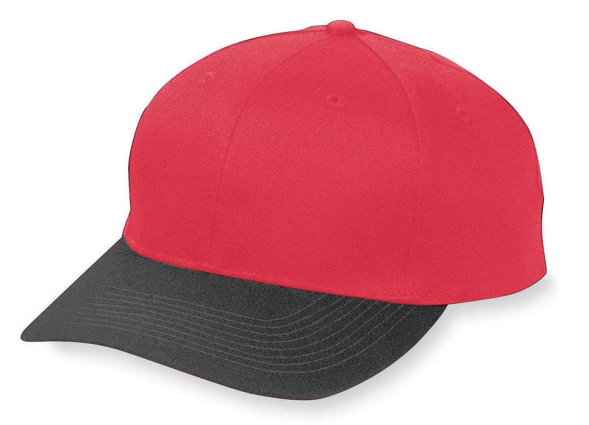 Augusta 6204 Six-Panel Cotton Twill Low-Profile Cap - Red Black - HIT a Double