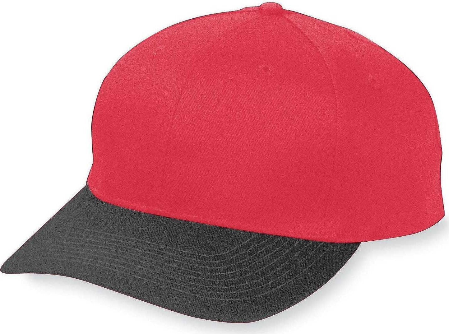 Augusta 6204 Six-Panel Cotton Twill Low-Profile Cap - Red Black - HIT a Double