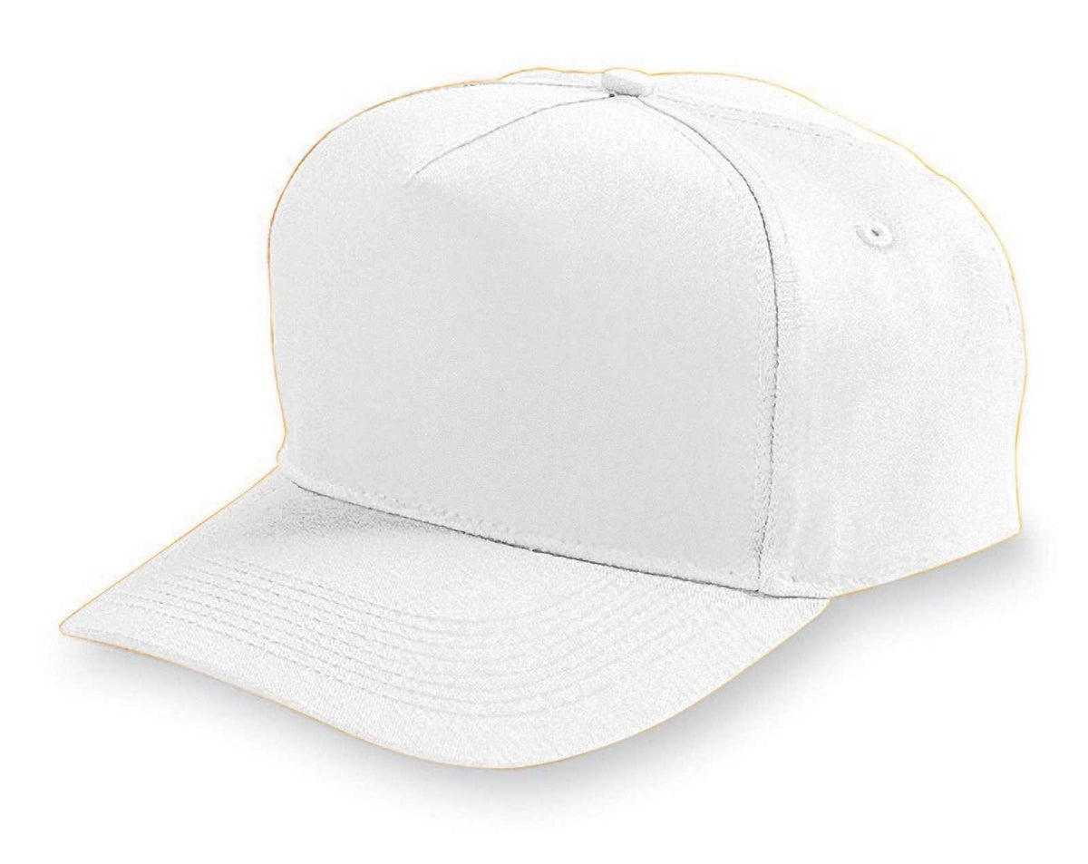 Augusta 6207 Five-Panel Cotton Twill Cap - Youth - White - HIT a Double