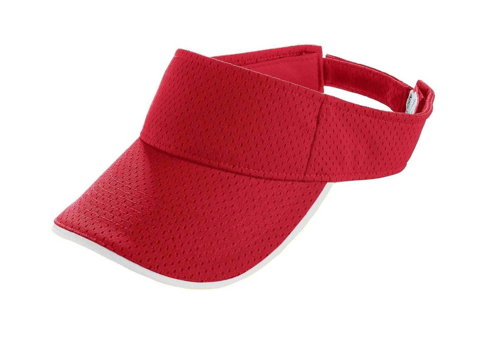 Augusta 6223 Athletic Mesh Two-Color Visor - Red White - HIT a Double
