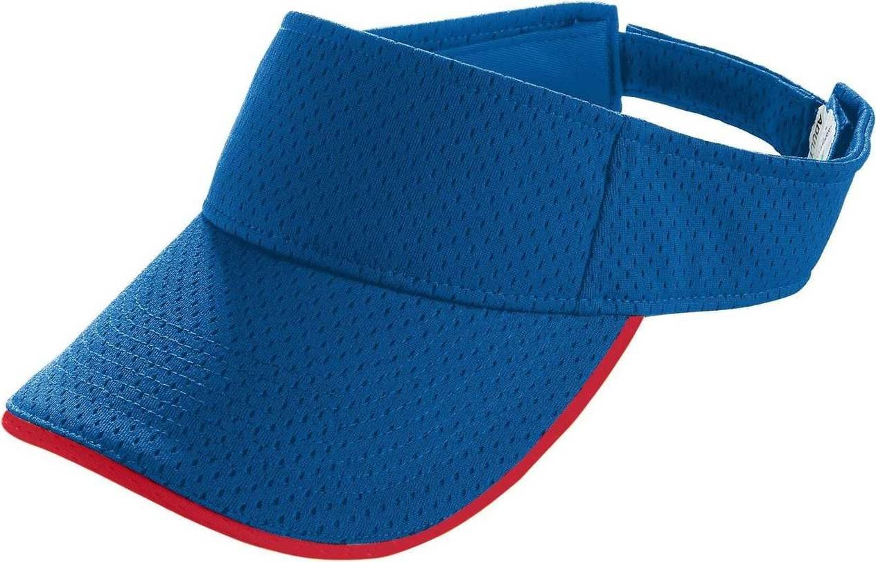 Augusta 6224 Athletic Mesh Two-Color Visor - Youth - Royal Red - HIT a Double