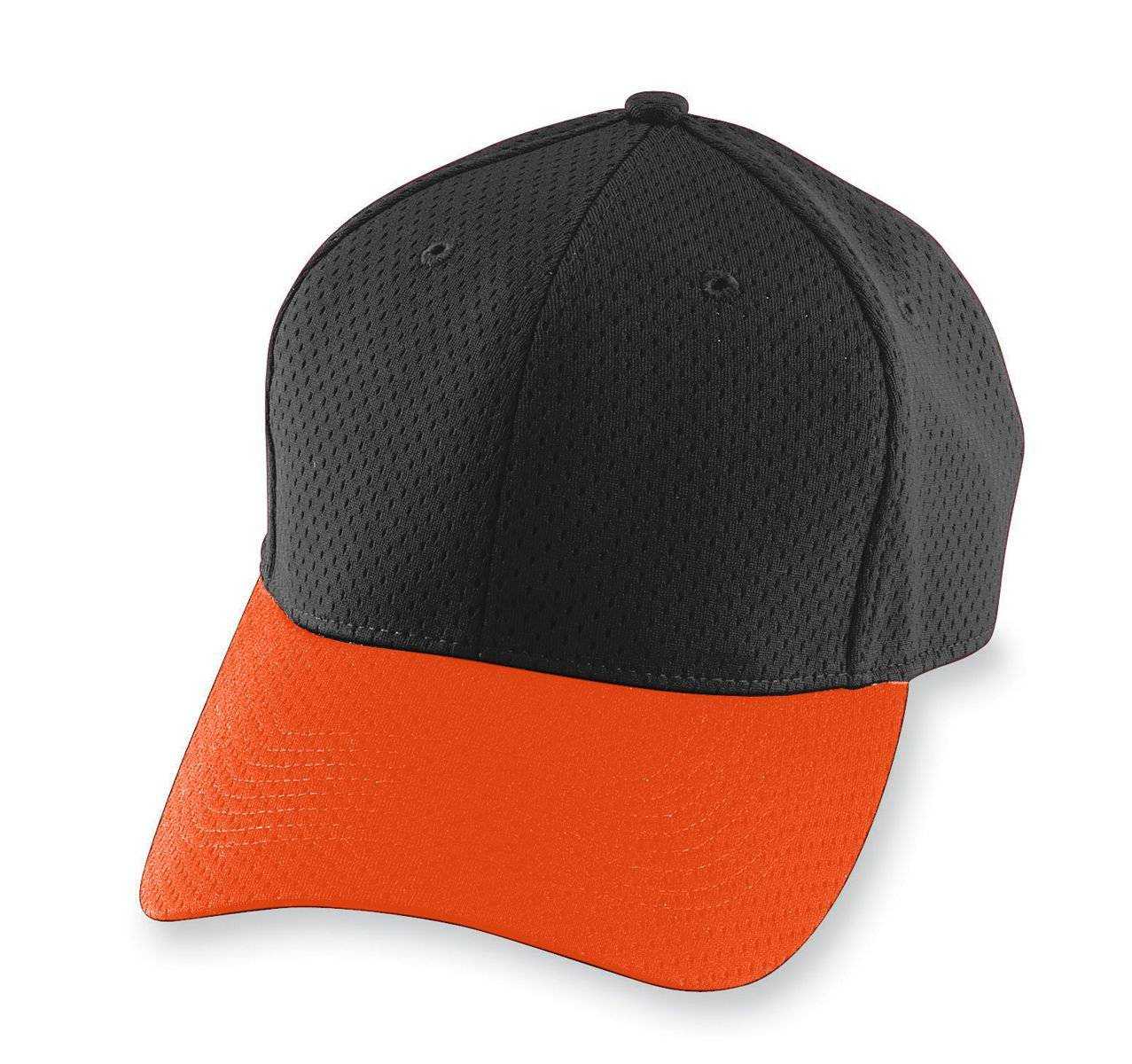 Augusta 6235 Athletic Mesh Cap - Black Orange - HIT a Double