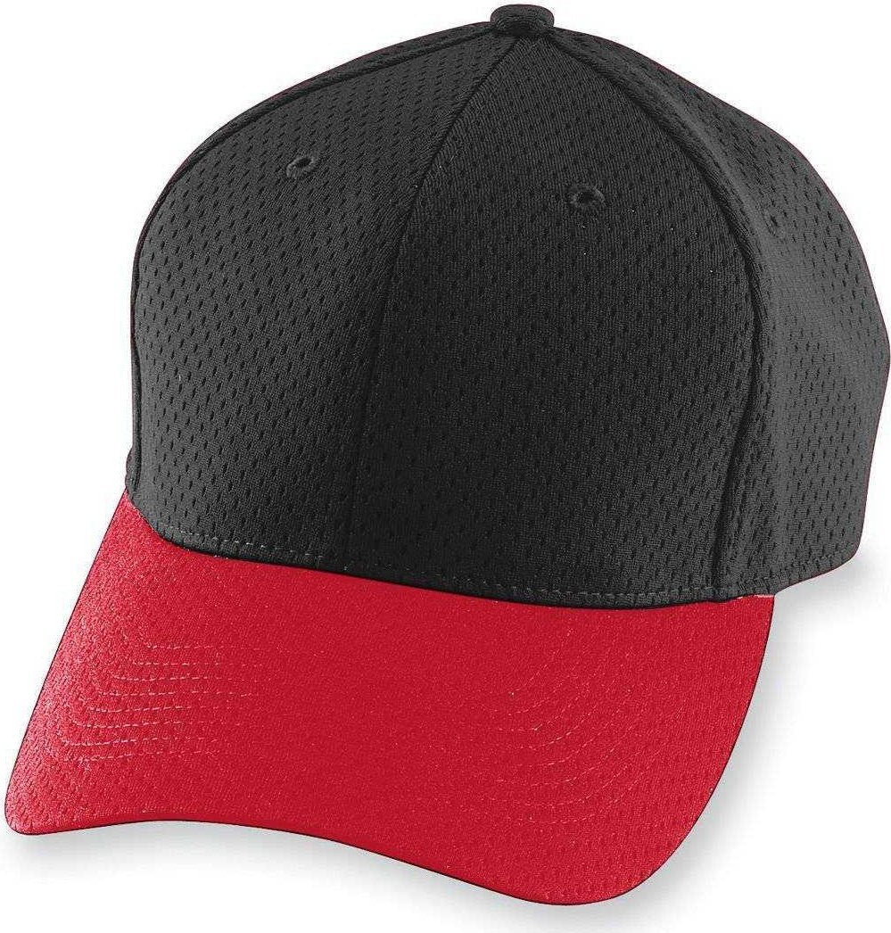 Augusta 6235 Athletic Mesh Cap - Black Red - HIT a Double