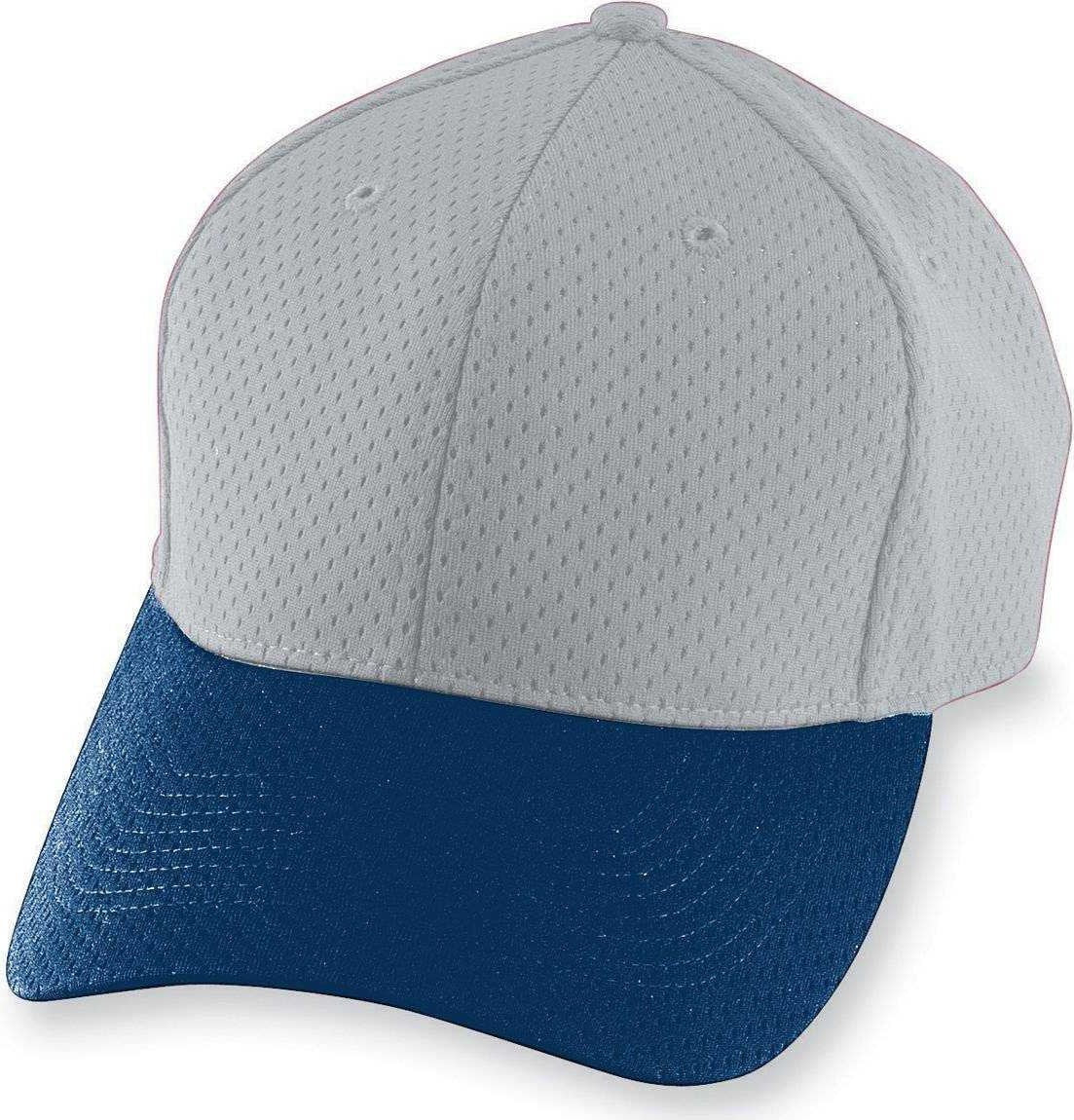 Augusta 6235 Athletic Mesh Cap - Silver Gray Navy - HIT a Double