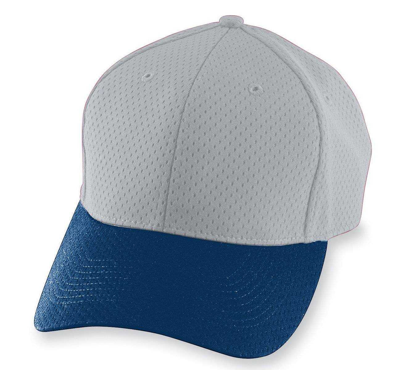 Augusta 6235 Athletic Mesh Cap - Silver Gray Navy - HIT a Double