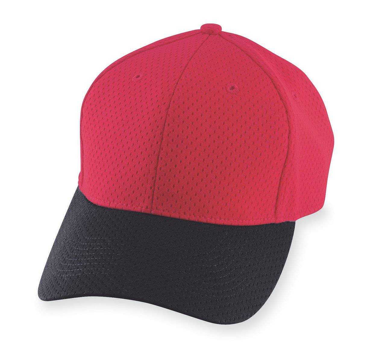 Augusta 6236 Athletic Mesh Cap - Youth - Red Black - HIT a Double