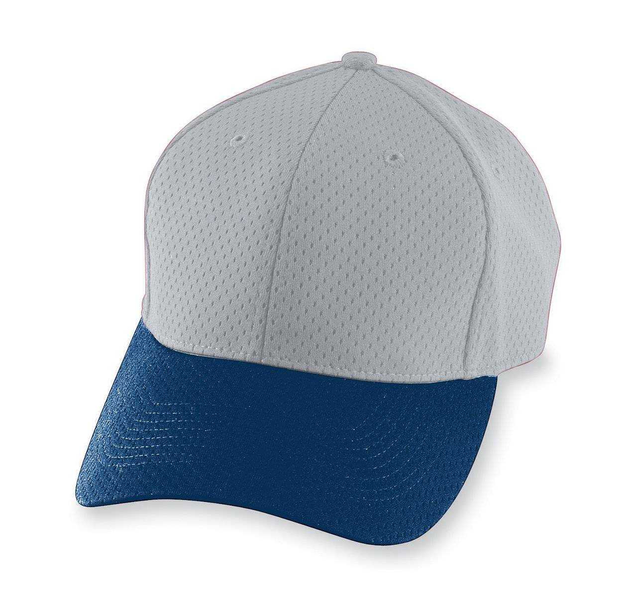 Augusta 6236 Athletic Mesh Cap - Youth - Silver Gray Navy - HIT a Double