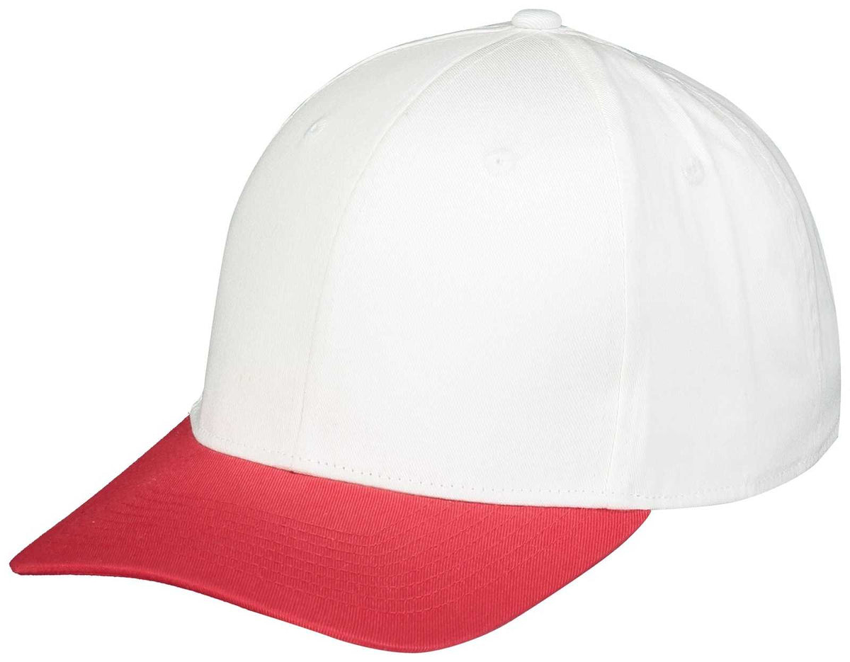 Augusta 6251 Rally Cotton Twill Cap - White Scarlet - HIT a Double