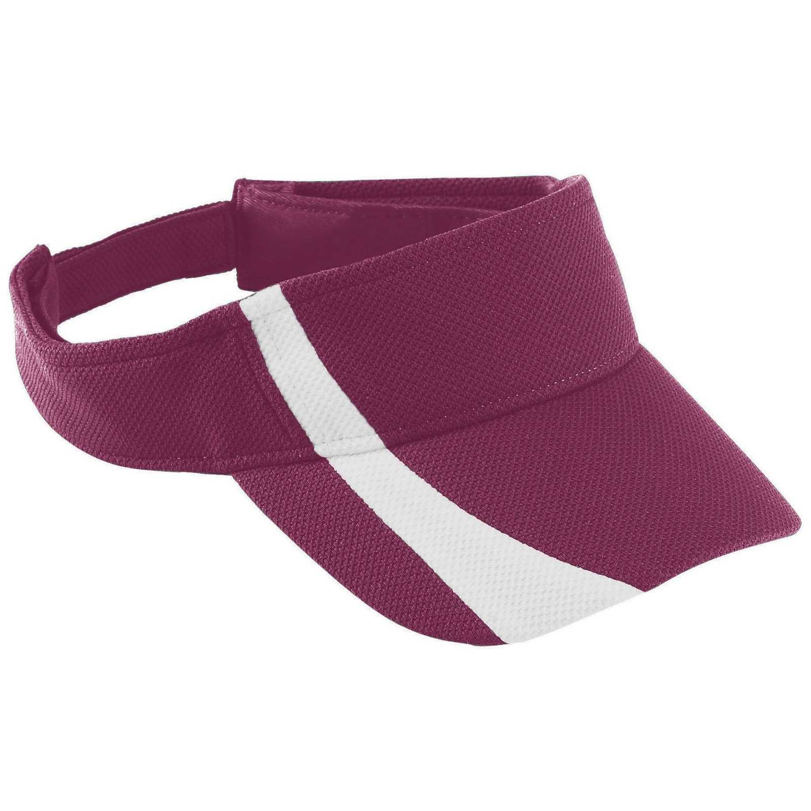 Augusta 6260 Adjustable Wicking Mesh Two-Color Visor - Maroon White - HIT a Double