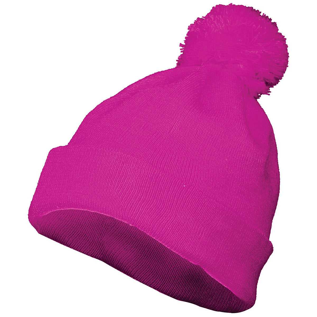 Augusta 6816 Pom Beanie - Power Pink - HIT a Double
