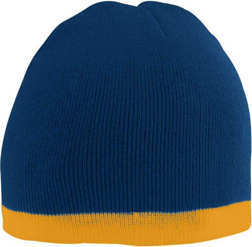 Augusta 6820 Two-Tone Knit Beanie - Navy Gold - HIT a Double