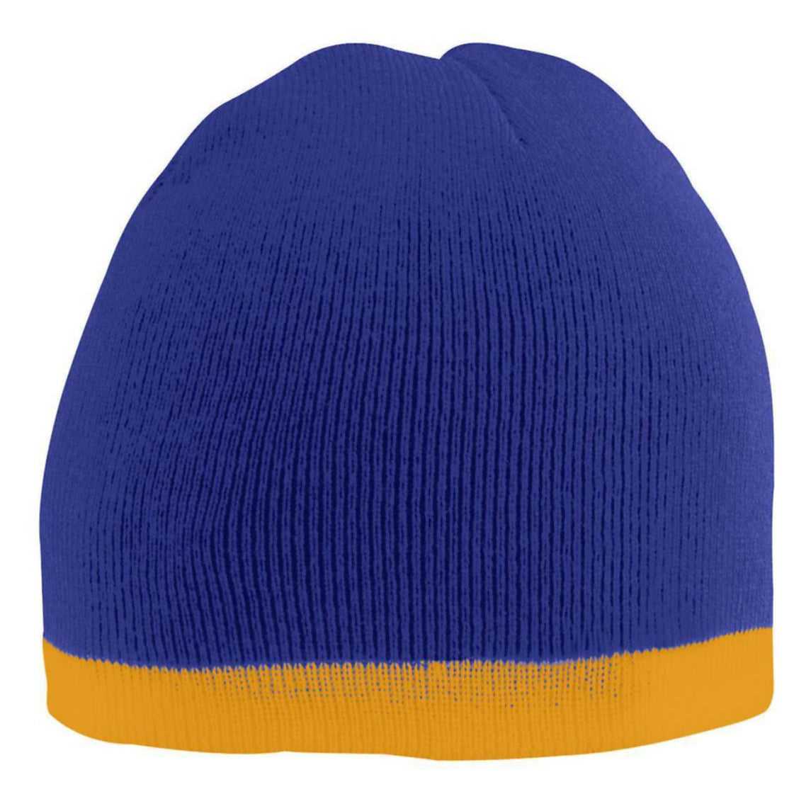 Augusta 6820 Two-Tone Knit Beanie - Purple Gold - HIT a Double