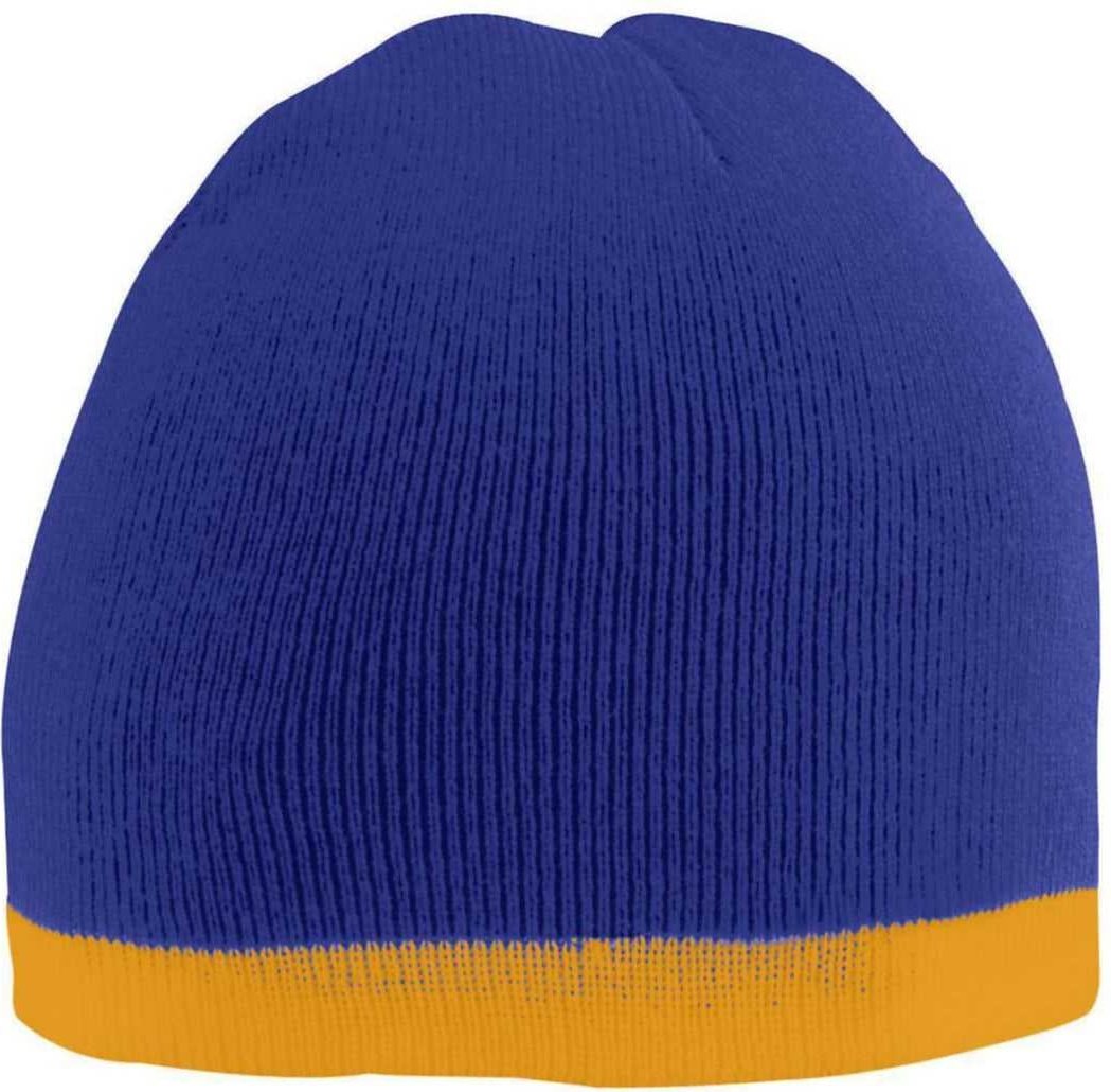 Augusta 6820 Two-Tone Knit Beanie - Purple Gold - HIT a Double