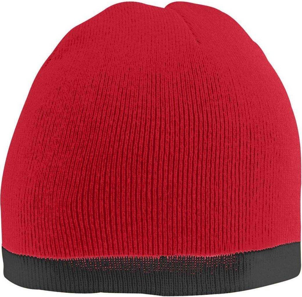 Augusta 6820 Two-Tone Knit Beanie - Red Black - HIT a Double