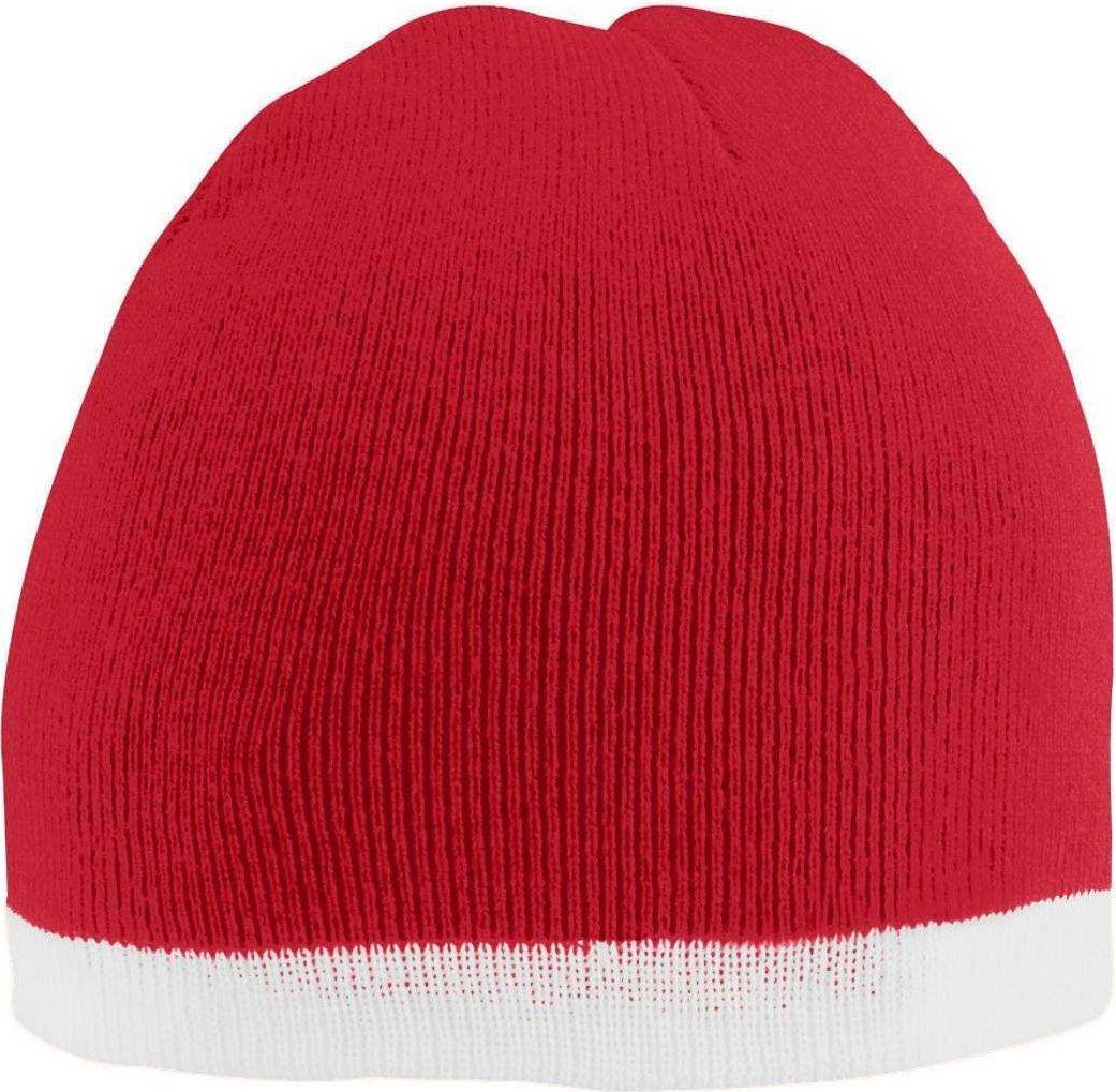 Augusta 6820 Two-Tone Knit Beanie - Red White - HIT a Double