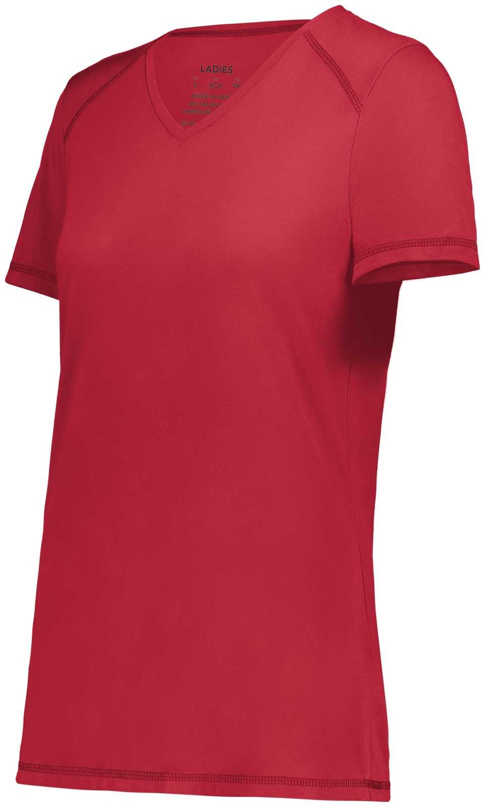 Augusta 6844 Ladies Super Soft-Spun Poly Tee - Scarlet - HIT a Double