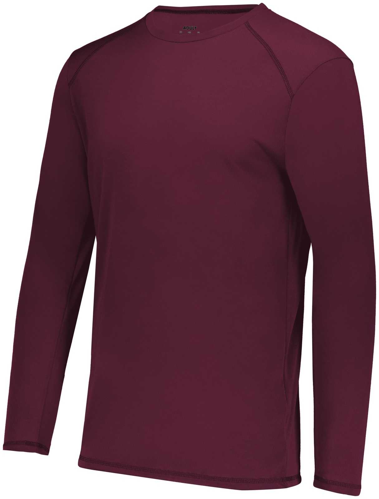 Augusta 6845 Super Soft-Spun Poly Long Sleeve Tee - Maroon - HIT a Double