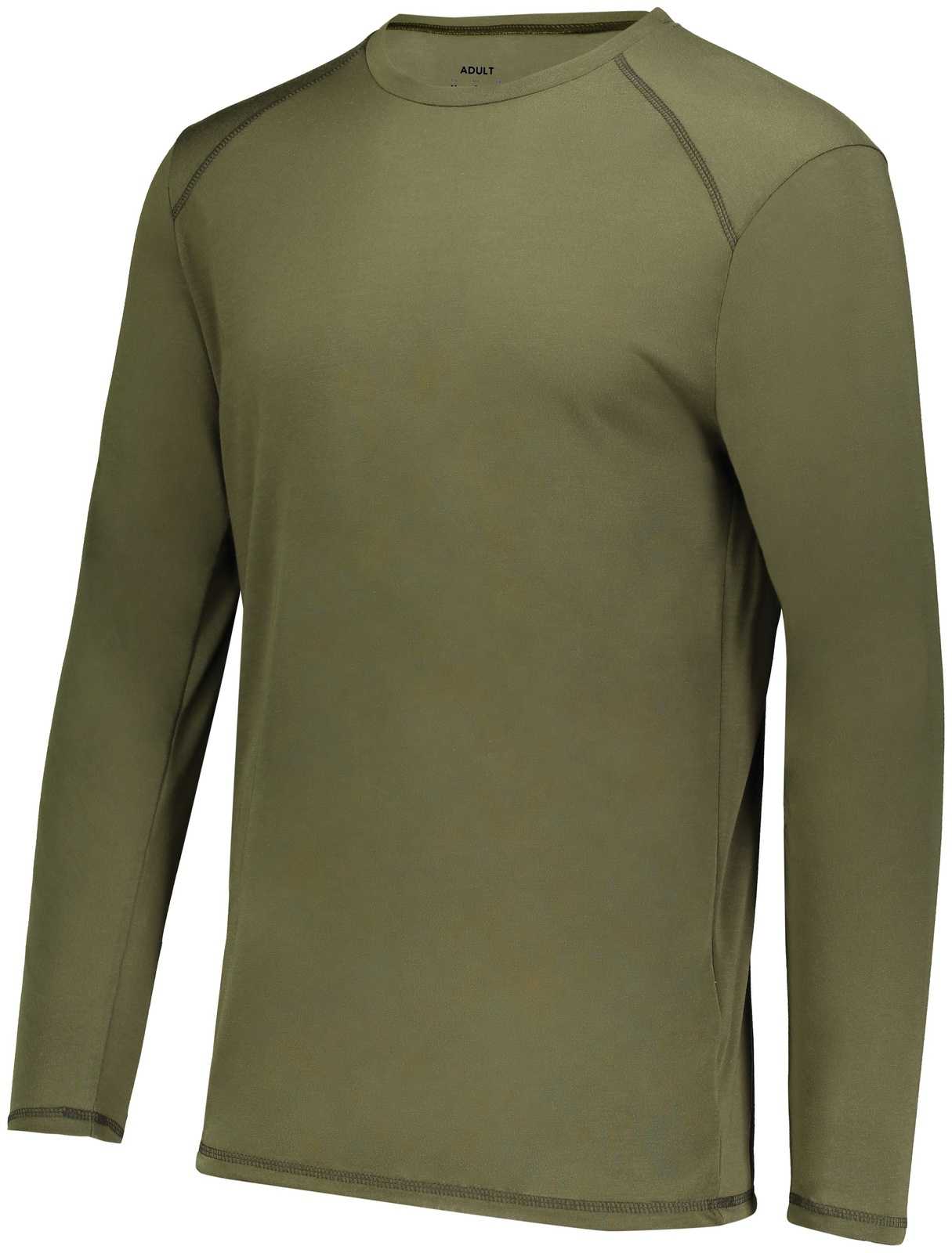 Augusta 6845 Super Soft-Spun Poly Long Sleeve Tee - Olive - HIT a Double