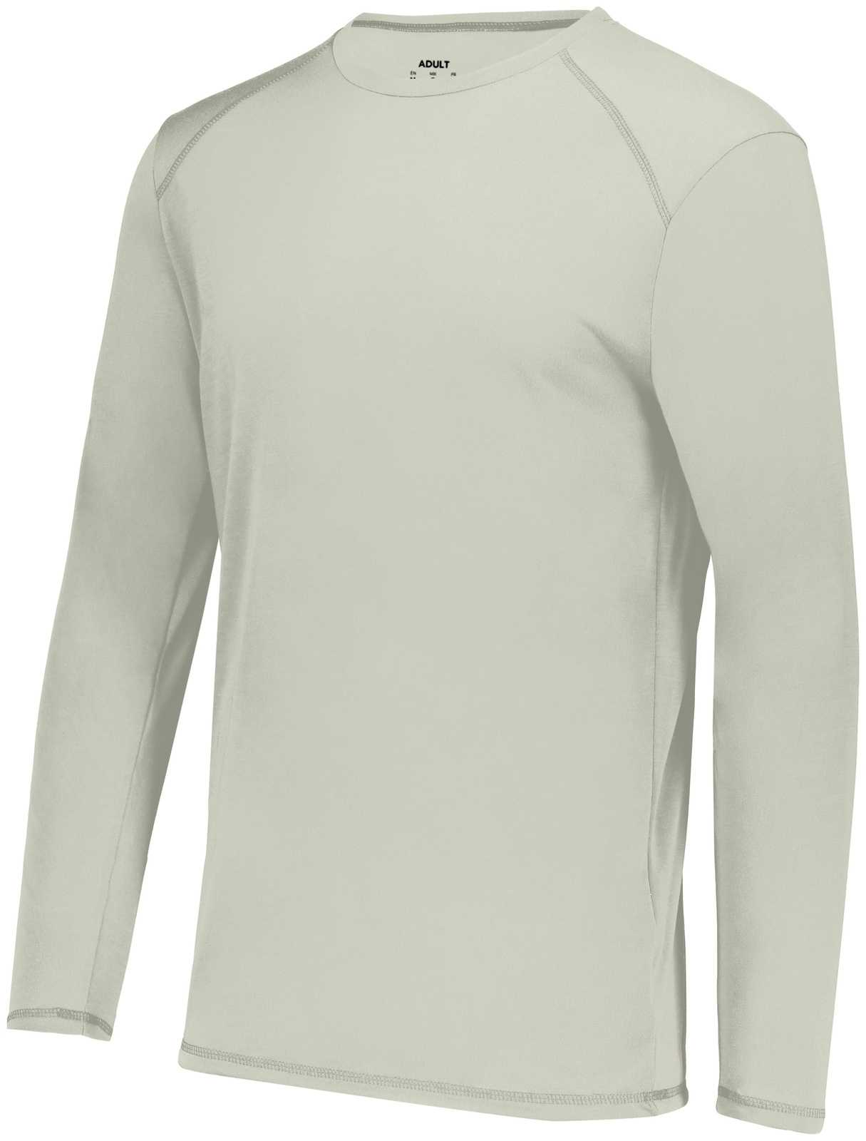 Augusta 6845 Super Soft-Spun Poly Long Sleeve Tee - Oyster - HIT a Double