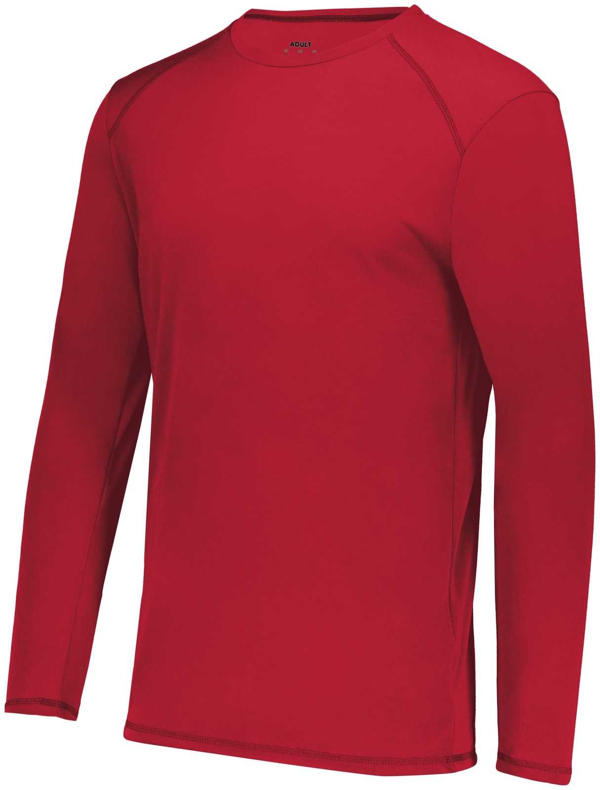 Augusta 6845 Super Soft-Spun Poly Long Sleeve Tee - Scarlet - HIT a Double