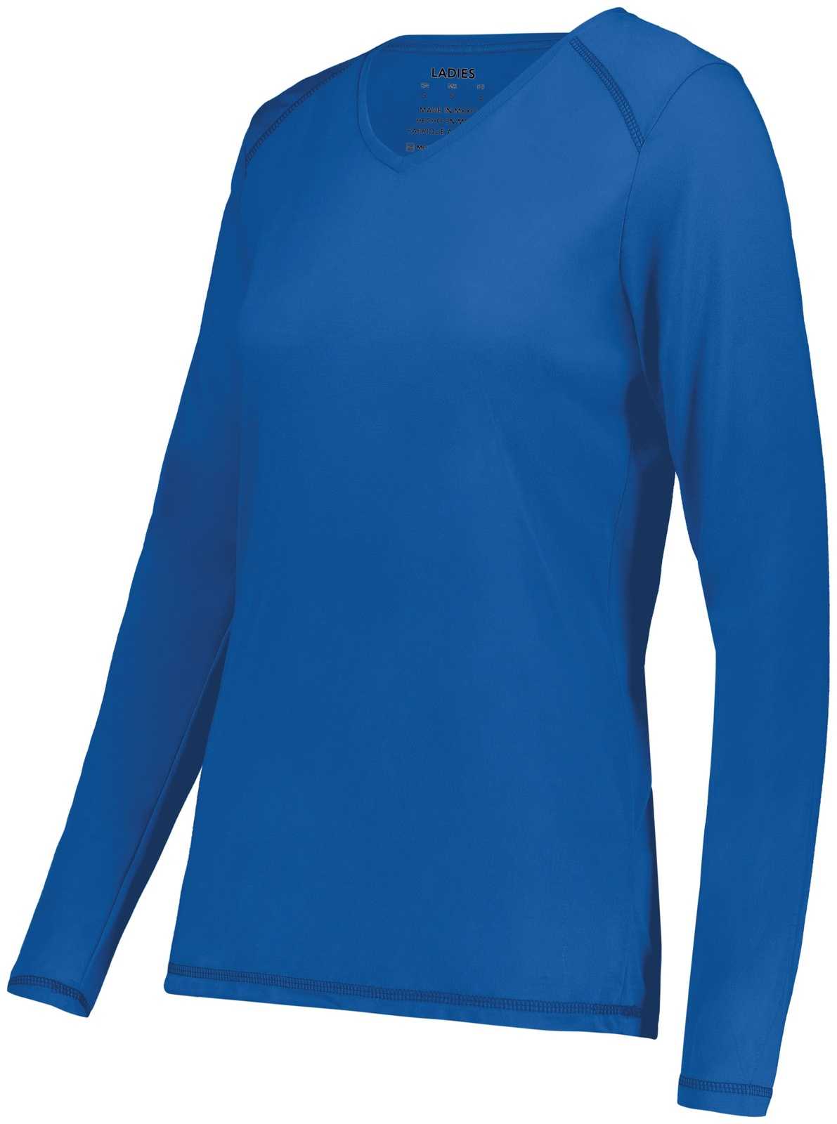 Augusta 6847 Ladies Super Soft-Spun Poly Long Sleeve Tee - Royal - HIT a Double - 1