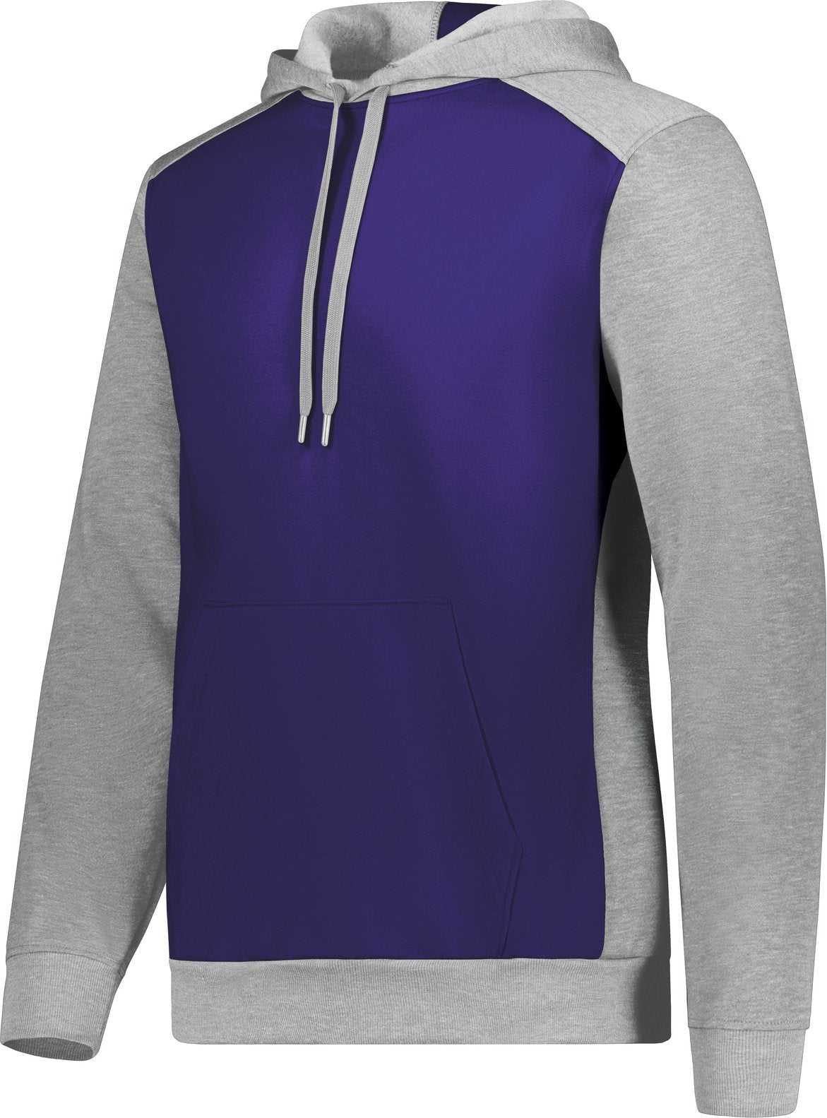 Augusta 6865 Three-Season Fleece Pullover Hoodie - Purple Gray Heather - HIT a Double