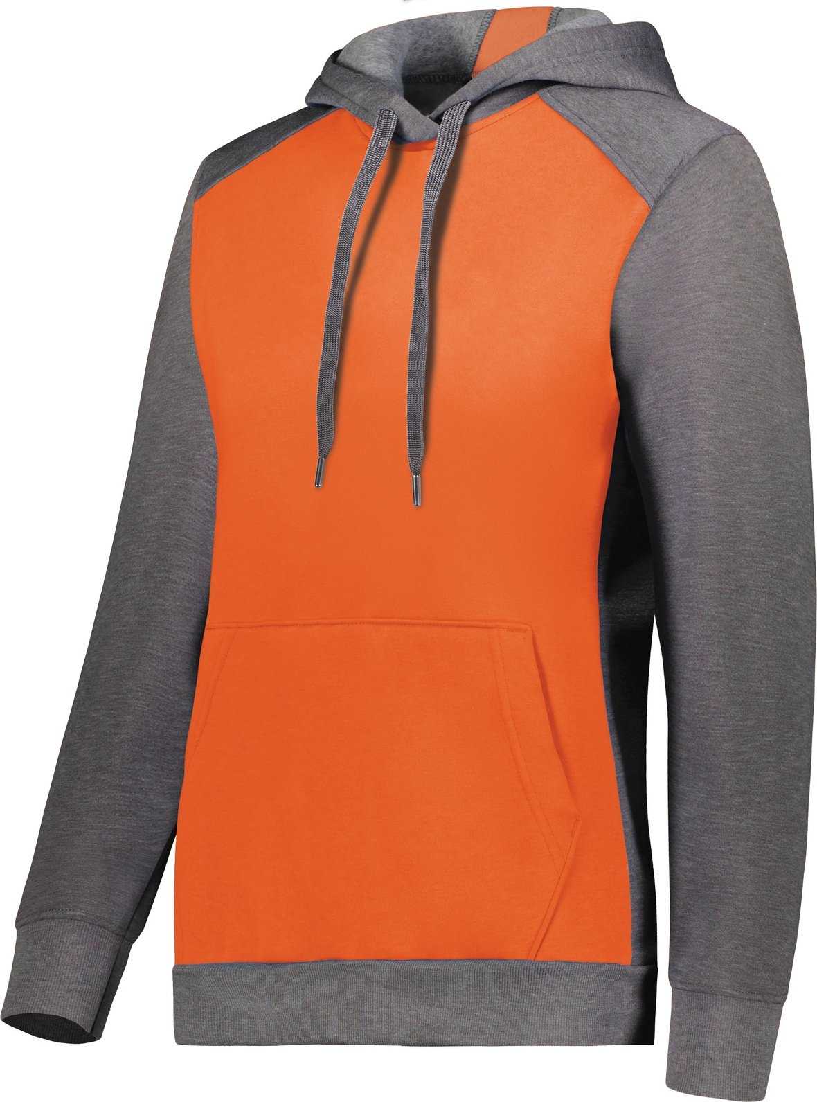 Augusta 6867 Ladies Three-Season Fleece Pullover Hoodie - Orange Carbon Heather - HIT a Double