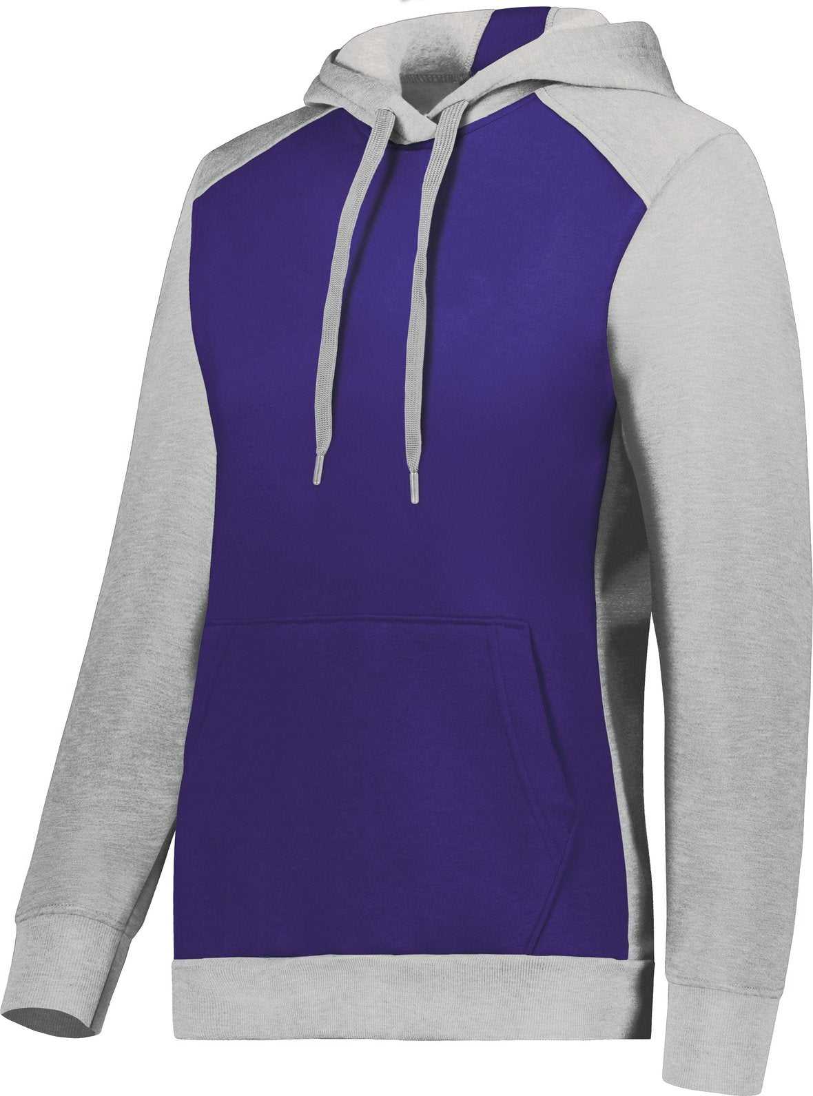 Augusta 6867 Ladies Three-Season Fleece Pullover Hoodie - Purple Gray Heather - HIT a Double