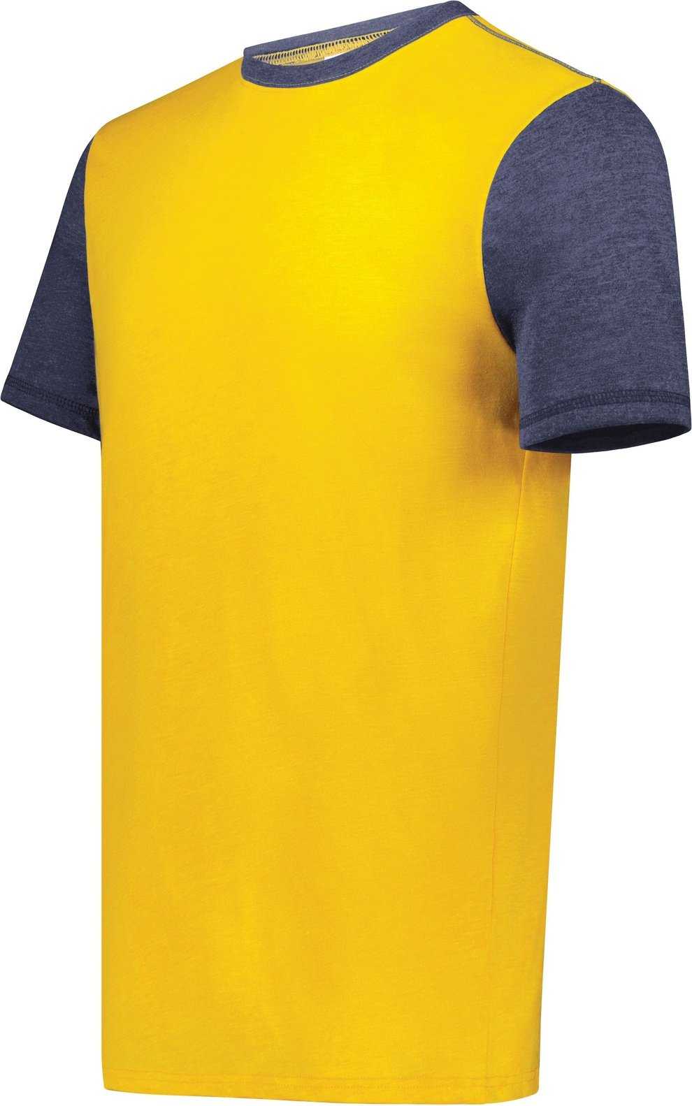 Augusta 6876 Gameday Vintage Ringer Tee - Gold Heather Navy Heather - HIT a Double