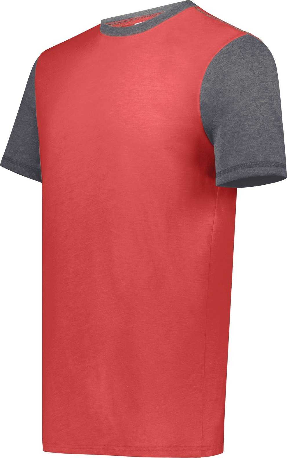 Augusta 6876 Gameday Vintage Ringer Tee - Scarlet Heather Carbon Heather - HIT a Double