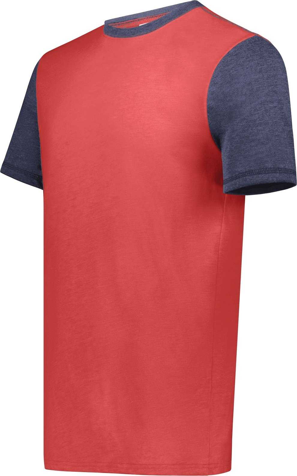 Augusta 6877 Youth Gameday Vintage Ringer Tee - Scarlet Heather Navy Heather - HIT a Double