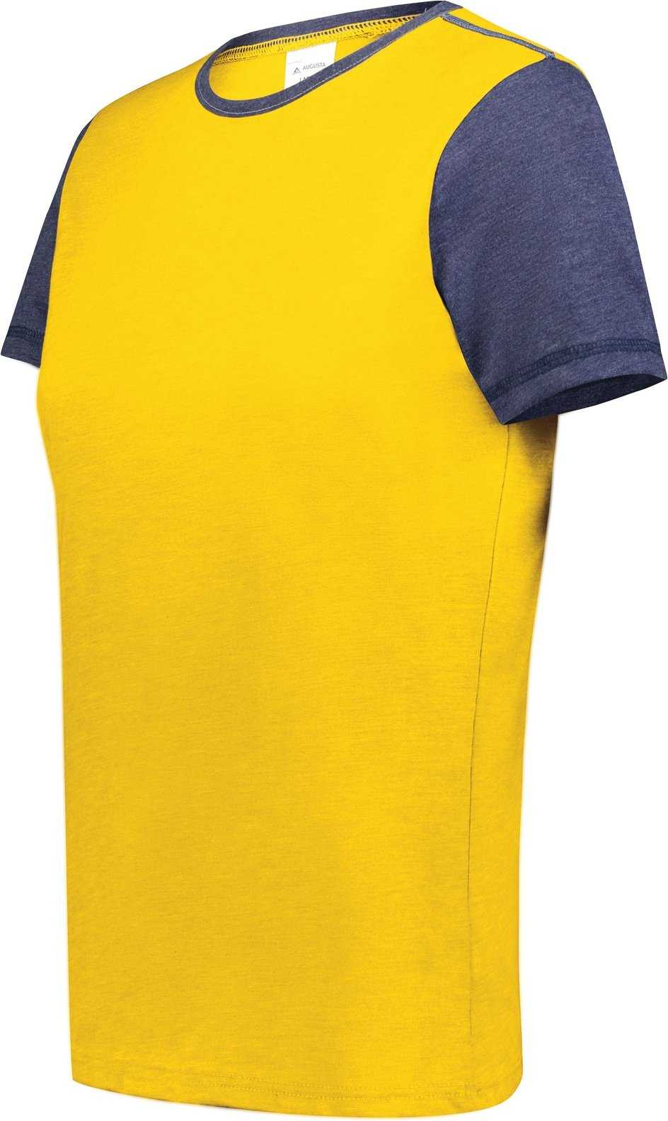 Augusta 6878 Ladies Gameday Vintage Ringer Tee - Gold Heather Navy Heather - HIT a Double